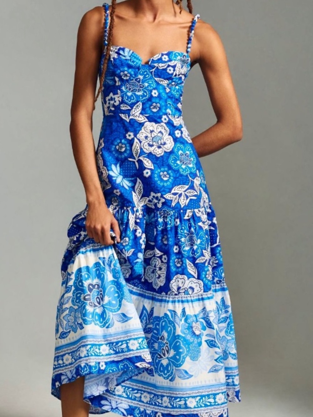 🌺🎉HP🎉🌺 NWT Anthropologie Farm Rio Full Of Flowers Sweetheart Midi Dress - Picture 2 of 16